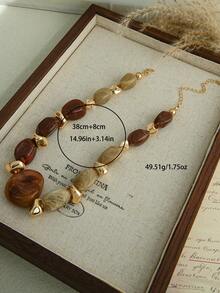 1 Stück modische Retro übertriebene Boho-Stil dicke braune Acryl Perlenkette für Frauen, Paare, Party, tägliches Tragen, luxuriös hochwertig - Verschiedenfarbig - Übersicht 6