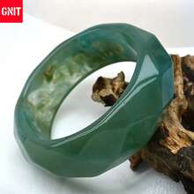 GNIT Green Marbled Faceted Resin & Asymmetric Fold Gold Cuff Bracelets For Women, 3PCS/1pc Chunky Stackable Open Bangle Vintage Statement Jewelry Set - Peacock Blue. Peacock Blue. Gold - View 5
