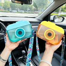 MORE BEAUTY 900/400ml Cantimplora Plástica Sin BPA con Correa Cruzada Ajustable, Vaso Kawaii Multicolor para Niñas y Niños, Botellín Portátil para Viajes Colegio y Actividades al Aire Libre, Diseño Estético Decorativo Ideal para Regalo de Cumpleaños y Día del Niño, Capacidad Resistente a Fugas Varios Tonos Pastel Disponibles - A - Ver 3