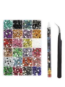 Resin Rhinestones Flat Bottom – Multi-Color Diamond Art Diamonds For Nail Art, Handmade Crafts, Book Decoration & Makeup Nails, DIY Craft Kit With 2pcs Pickup Tool, Shiny Crystals For Shoes & Clothing Nail Charms - Multicolor - View 14