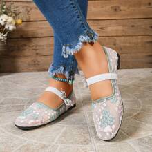 1 Pair Beach Bow Elegant Fashion Vacation Floral Flat Shoes Wedding Party Beach Spring Summer Ballet Shoes - Lime Green - View 5