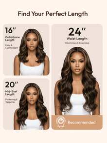 7x5 Bye Bye Slip™ Lace Closure Mixed Black With Gold Brown Highlights Body Wave Wig With Drawstring, Silky Wave, Face-Framing Layers, Pre-Cut Pre-Bleached Pre-Plucked, Glueless, 100% Human Hair, Transparent Lace, Beginner Friendly Unice Wig - SNATURAL/30 - View 7