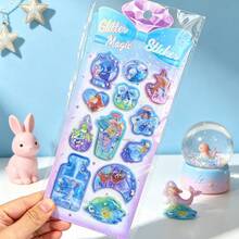 Dreamy Glitter Shaker Stickers, Cartoon 3D Crystal Decals, Scrapbook Decoration Stickers - 彩色 - 查看 11