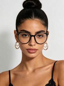 1PC Of Men's Plastic Frame Retro & Classic Square Frame Riveted Fashionable Transparent Glasses - Multicolor - View 1