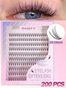 MAANGE 400/900片簇狀自然假睫毛，10D/20D/30D/40D/60D，自然蓬鬆，DIY單根假睫毛，10-14mm混長，纖細仿貂毛3D個人假睫毛，日常旅行化妝工具，接睫毛套組，女性禮物 - CC - 查看 3