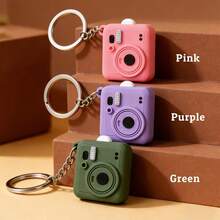 Single Piece Customizable Picture Camera Design Key Ring, Custom Personalised Mini Camera Key Holder, Decorative Hanging Accessory For Backpack Handbag, Ideal Thoughtful Holiday Gift For Anniversary Birthday Xmas Valentine Mothers Fathers Day - Pink - View 12