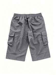Vancamel Pulse Men's 7/8 Length Pants, Solid Color Functional Style Multi-Pocket Long Pants, Loose Fit Minimalist Cargo Pants, Versatile Workout Sports Pants - Grey - View 2