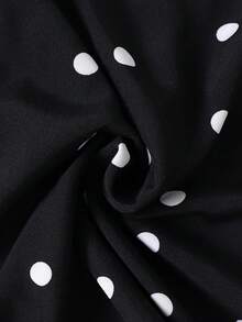 EARO Fashion Plus Size Black Polka Dot Camisole, Regular Length Non-Stretch, Stylish Design Versatile Elegant Casual - Black - View 6