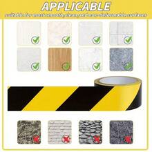 1 Roll Black And Yellow Danger Tape, Designed For Floor Safety Marking, Zebra Stripe Black And Yellow Diagonal Tape, Waterproof Strong Adhesive Warning Floor Marking Tape, With Strong Adhesion, Durability And Excellent Quality, Suitable For Walls, Floors, Tiles, Pipes And Equipment - Multicolor - View 5