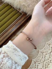 女款手鍊石英手錶，時尚復古精緻設計，適合日常佩戴，生日/畢業禮物佳選 - 咖啡棕 - 查看 6
