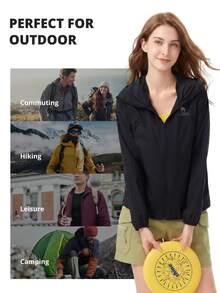 CAMEL CROWN Women's Outdoor Sun Protection Jacket, UV Protection, Waterproof, Cooling, Moisture-Wicking And Quick-Drying. Spring/Summer. Unisex Style. - Phantom Black - View 5