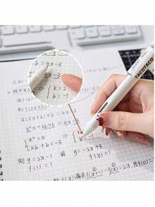 1 Box 4pcs Quiet Click Gel Pens, Quick-Drying Smooth Writing Pens For Exam Practice, INS Style White Click Neutral Pens, Black/Blue Ink, 4pcs/Pack, Random Color - Multicolor - View 10