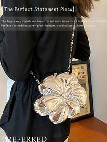 Acrylic Crescent Moon Box Shaped Handbag,Gold Bag Versatile Chain Shoulder Crossbody Bag Prom Bag, Party Bags,Party Wedding Prom Dinner/Banquet - 銀色 - 查看 8