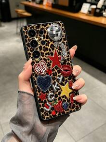 1pc Luxury American Vintage Leopard Print Design Black Perforated Soft Shell Phone Case, Compatible With Galaxy S26Ultra/S26+/S26/S25Ultra/S24Ultra/S23Ultra/S22Ultra/A71/A07/A17/A37/A57/A56 Models, Comfortable Grip, Versatile For Shopping, Dating, Afternoon Tea, Summer Outings, Student Daily, Graduation Season, Vacation Season, Back To School, Commuting, Summer Fashion Phone Case - Black - View 2
