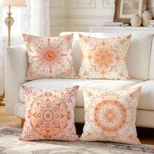 4pcs/1pc Bohemian Mandala Pattern Pillow Covers Without Inserts, Single-Sided Printed Pillow Covers, Suitable For Living Room Bedroom Home Decor, All Seasons Pillow Covers - Multicolor - View 7