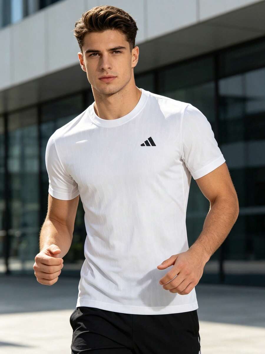 Adidas 男士 FREELIFT TEE 短袖舒適休閒居家修身圓領T恤 JF4386 - 白色 - 查看 1