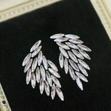 1對翼形水鑽水晶鑽貼花，65x4mm - 燙貼或縫製彩虹水晶貼片 - 適用於婚紗、晚禮服、衣物和包包的DIY裝飾 - 翅膀水鑽貼 - 查看 10