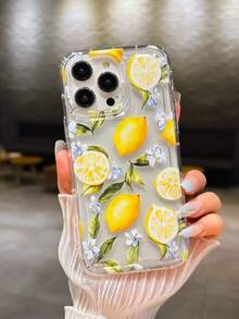 清新檸檬花透明全包覆防塵防護軟殼，適用於 iPhone 17/16/15/14/13/12/11/14Pro/ProMax/X/XR/XS/XSMAX/15promax/17promax 及其他機型 - 無色 - 查看 1
