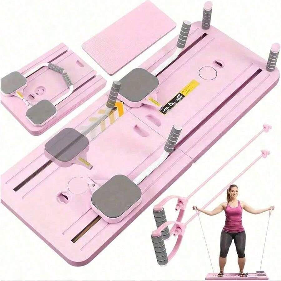 5-In-1 Foldable Pilates Board - Portable Pilates Training Board, Home Workout Equipment With Resistance Bands, Made Of PP Anti-Twist Material, For Abdominal And Core Strength Training, Ideal For Home Strength Training