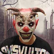 1pc Scary Bell Clown Mask Head Cover Halloween Cosplay Prop - Multicolor - View 5