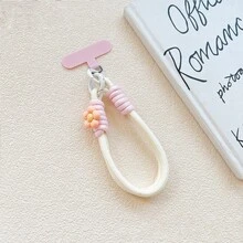 1pc Ins Style Summer Dopamine Floral Woven Phone Lanyard Multifunctional Short Hand-Carried Strap With Clip - Multicolor - View 9