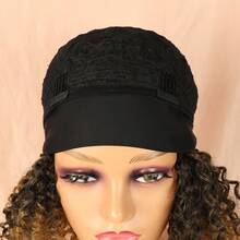 Afro Curly Hair Wig With Hairband, Breathable Design, LINDEZA+WIG CAP MT1B/27#/BROWN WITH HONEY - MT1B/27 - 查看 5