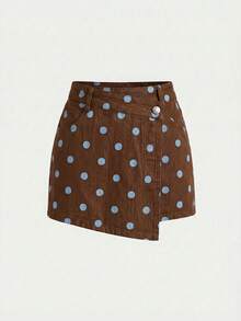Women Denim Skirts - Whole Grain Coffee - View 1