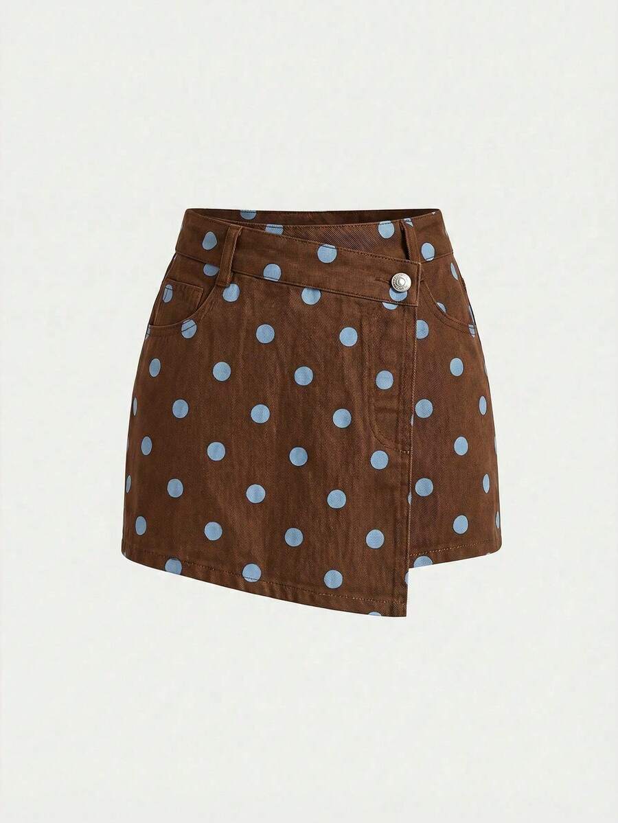 Women Denim Skirts - Whole Grain Coffee - View 1