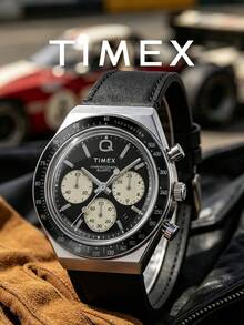 Timex Men's Vintage Quartz Wrist Watch Tachymeter Dial Leather Strap Fashion Casual Timepiece Ideal for Daily Wear Party Birthday Anniversary Gift for Men - 黑色 - 查看 5
