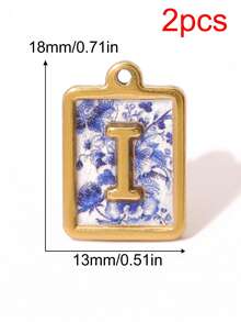 2pcs Stainless Square Letters Letters Pendant 18K Gold Plated Charms For Making DIY Jewelry Accessories Supplies - Pendants - View 18
