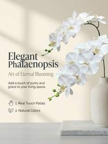 1/2pcs Artificial Large Branch Phalaenopsis Orchid, Home Aesthetic Floral Decoration, Wedding Decor, Holiday Party Supplies, Home Decor, Room Decoration, Random Style Shipped - White - View 3