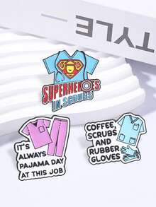 Medical Humor Ceramic Pin, Mini Pajamas, Scrub Uniform, Toner, Rubber Gloves, Superhero Quotes, Daily Wear For Nurses And Doctors - Multicolor - View 7