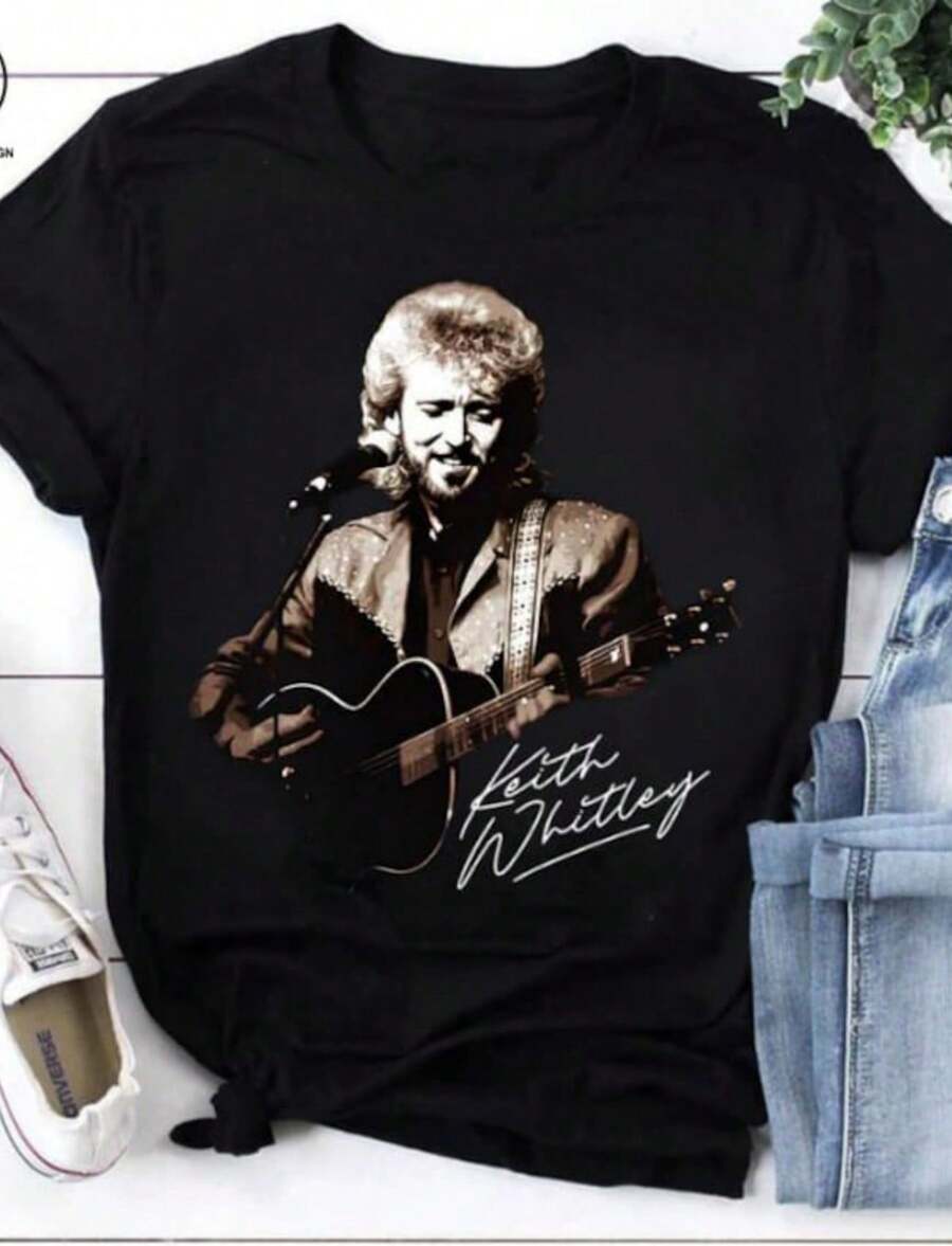 Camiseta de Cuello Redondo Beabadoobee con Diseño de Tipografía de Álbum y Retrato, Diseño Oversized, Manga Corta, Estilo Y2k, Ropa Casual, Tallas Grandes, Apta para Todas las Temporadas, La - Negro 8 - Ver 1