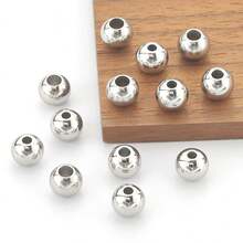 30pcs Stainless Steel Round Spacer Beads, Approx. 6mm Diameter, Hole Size Approx. 2mm/3mm, Polished Smooth Through-Hole Loose Beads, Bead Connectors, Decorative Beads, Suitable For DIY Jewelry Making, Necklaces, Earrings, Beading Accessories, Titanium Steel Bracelets, Jewelry Making Materials Beads & Bead Assortments - Stainless Steel Round Spacer Beads (30pcs) - View 7