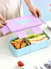 Food Storage Container, Rectangular Lunch Box Set (Includes Knife, Fork, Spoon), Portable Bento Box With Utensils, Creative Colorful Lunch Box, Student And Office Worker Meal Box, Microwave- Food Container - Multicolor - View 8