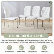 [Set Of 4] Stylish Dining Chairs In A Lightweight Luxury Style / Modern Dining Room Set / PU Backrest With Vertical Embossing + Metal Legs / Load Capacity 120 Kg, Easy To Assemble / Suitable For Dining Rooms Or Living Rooms In A Lightweight Luxury Design. - White+Silver - View 6