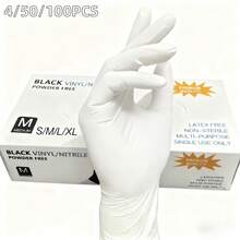 4/50/100 piezas Guantes de nitrilo desechables blancos, 100 piezas/caja, sin polvo, sin látex, para uso en cocina, limpieza e inspección - Blanco - Ver 2