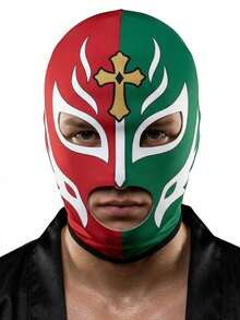 1pc Men's Mexican Lucha Libre Mask Hero Print Full Face Balaclava Stretchy Milk Silk Breathable Combat Mask Halloween Carnival Party Cosplay Role Play Wrestler Costume Accessory Prop - Multicolor - View 4