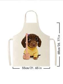 1pc, Cute Kittens, Puppies, And Hamsters Pattern Polyester Apron, Perfect For Cooking, Baking, And Gardening – Great For Kitchen And Dining Wear. - Multicolor - View 13