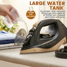 SUPERLEX 8-In-1 LED Screen Cordless Steam Iron With Ceramic Soleplate, 3200W Fast Heating, 320ML Large Water Tank, Anti-Scale & Anti-Drip. Supports Dry Ironing, Spray, Steam, Air Ironing; 2.1m Visible Range, Clear Indicator & Powerful Steam, Ideal For Home An - View 8