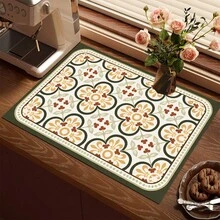 1pc Plaid Pattern Diatomaceous Earth Drying Mat, Non-Slip Heat-Resistant Absorbent Mat, Suitable For Kitchen Countertop, Coffee Machine, Tableware, Home Cafe Bar Party Decoration Placemat Gift - Multicolor - View 10