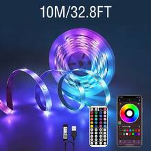 3.28ft-98.4ft RGB LED Light Strip, APP Control, Dimmable Music Sync Lighting, Suitable For Bedroom, Living Room, TV Backlight And Cozy Room Decoration - 3535RGB - 查看 17