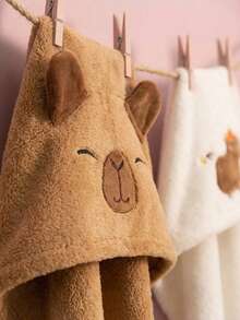 1pc Cute Cartoon Capybara Plush Hair Drying Cap, Absorbent Quick-Dry Coral Fleece Bath Hat, Women's Cute Hair Towel, Home Bathroom Decor, Summer Back To School - Default - View 9