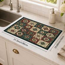 1pc Persian Style Absorbent Drying Mat, Kitchen Decor Coffee Machine Mat, Handmade Coffee Pot Drip Tray, Kitchen Floor Mat, Table Mat, Kitchen Countertop Dish Drying Mat, Breakfast Mat, Heat-Resistant Drip Tray With Non-Slip Backing, Diatomaceous Earth Drip Tray, Stain-Hiding, Super Absorbent Kitchen Drip Tray, Easy-To-Clean Dish Rack Mat, Perfect For Kitchen, Dining Table, Coffee Shop, Bar, Holiday, Party, Home Decor, Holiday Gift - Multicolor - View 11