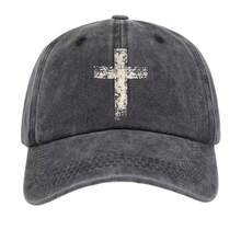 Cross Faith Dad Hat-Casual Distressed Religious Graphic Washed Baseball Cap - Color 4 - View 2
