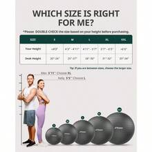 Exercise Ball Yoga, Pilates Fitness - Stability Ball Equipment Home Gym Office Chair, Core Balance Training Accessories, Physical Therapy Equipment, Quick Pump Included, 5 Sizes - Black - View 8