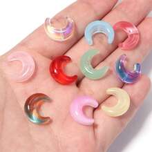 20pcs Transparent Crescent Moon Glass Beads DIY Handmade Jewelry Materials - Colorful Crescent Moon Shaped Glossy Loose Beads, Pastel And Vibrant Color Necklace Phone Charm Accessories Beads - Moon-shaped - View 6