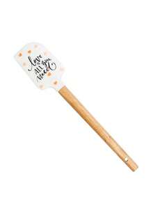 Heat-Resistant Silicone Stirring Spoon With Wooden Handle, Suitable For Baking, Stirring Butter And Jam, Valentine's Day Special Design - Multicolor - View 9