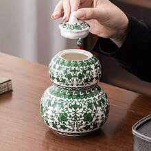 陶瓷青花蓮藤葫蘆罐，居家收納整理罐，酒櫃與茶室桌面裝飾，居家裝飾擺件 - 查看 8