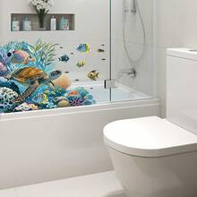 1pc Home Decoration Summer Ocean Fresh Style Sea Turtle Tropical Fish Window Sticker Creative DIY Ocean Animals Pattern Windows Clings Double-Sided Visible PVC Static Cling Glass Sticker 15.4*19.7in For Room Glass Windows Doors Decoration - Marine Life - View 3